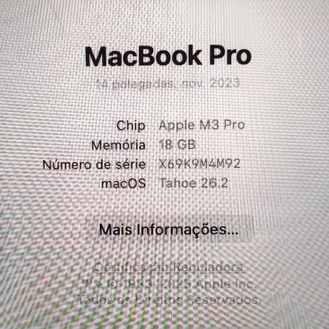 MACBOOK PRO 14 M3 PRO - 18GB/512GB - 95% SAUDE - SILVER - Foto 4
