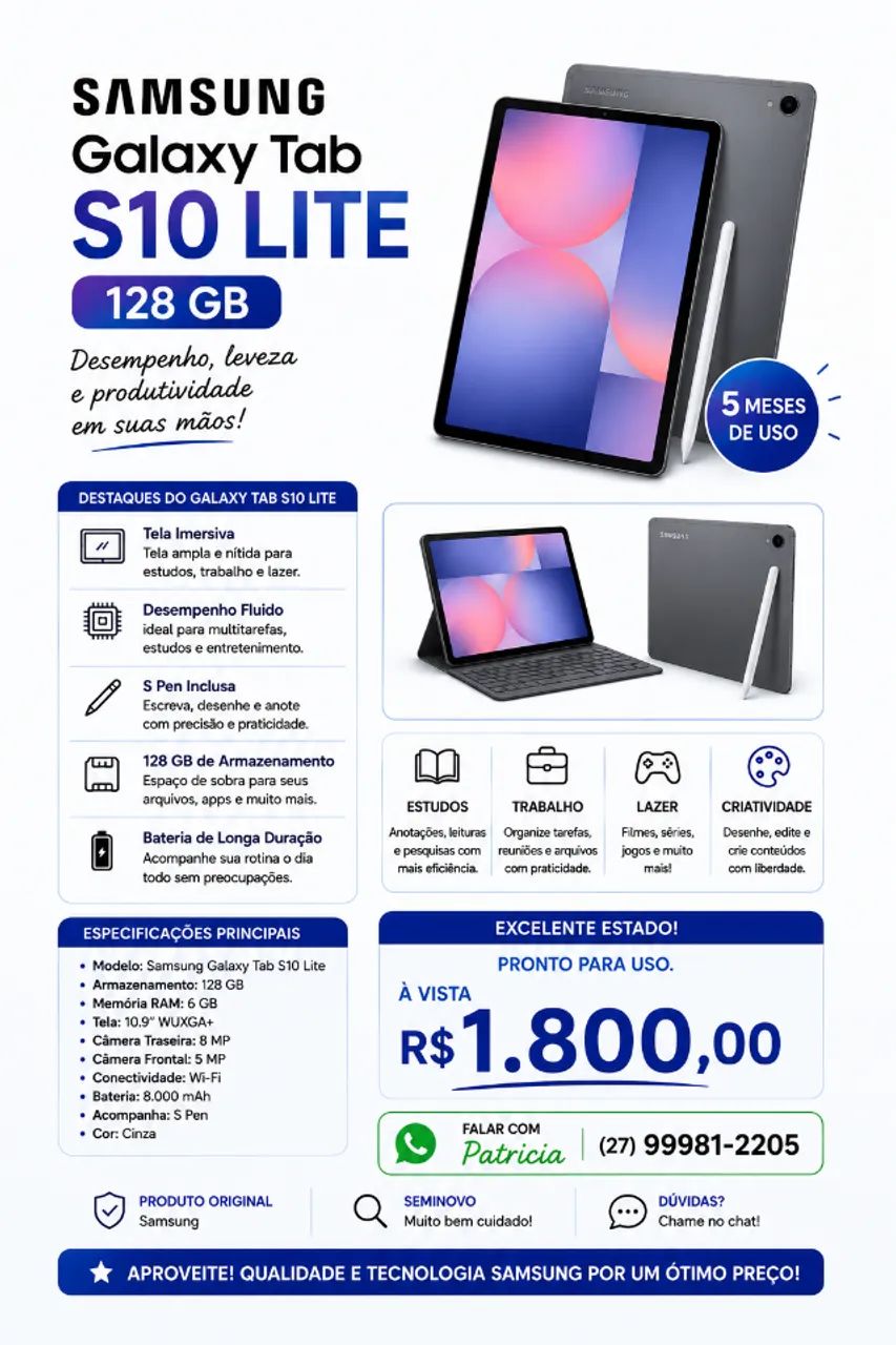 Tablet Galaxy S10 Lite