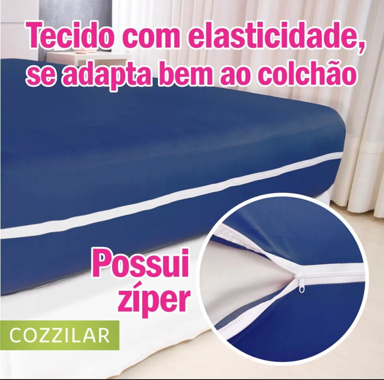 Capa de colchão solteiro e casal com zíper 