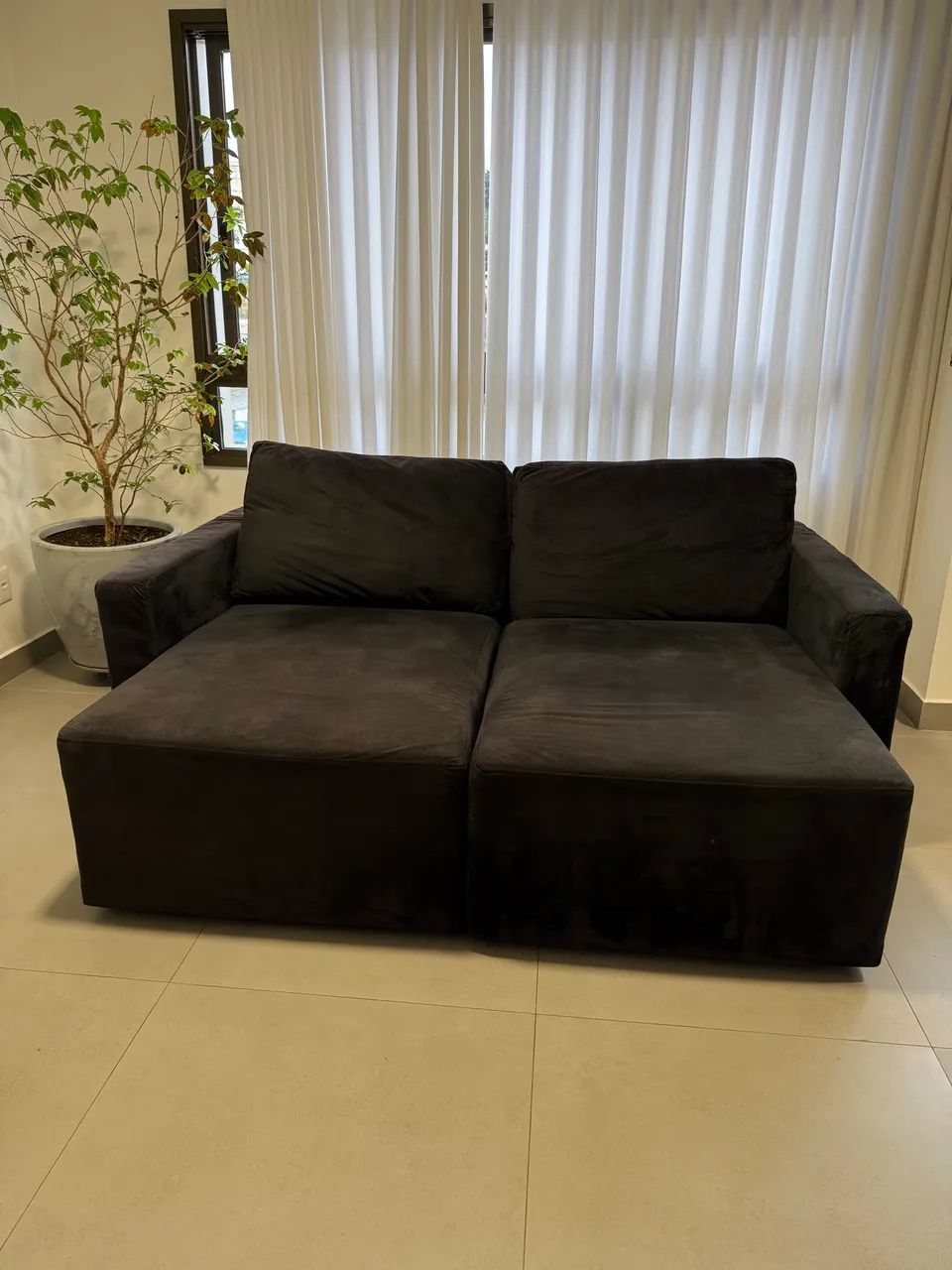 Sofá Retrátil - Suede Preto - 2m  - Foto 2