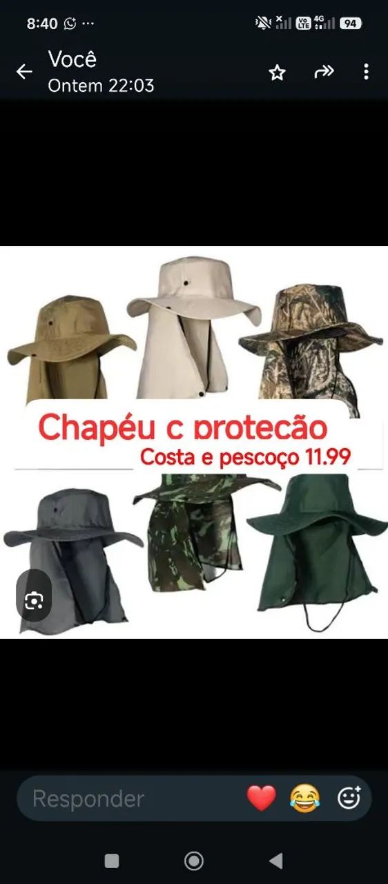 Chapéu proteção sol