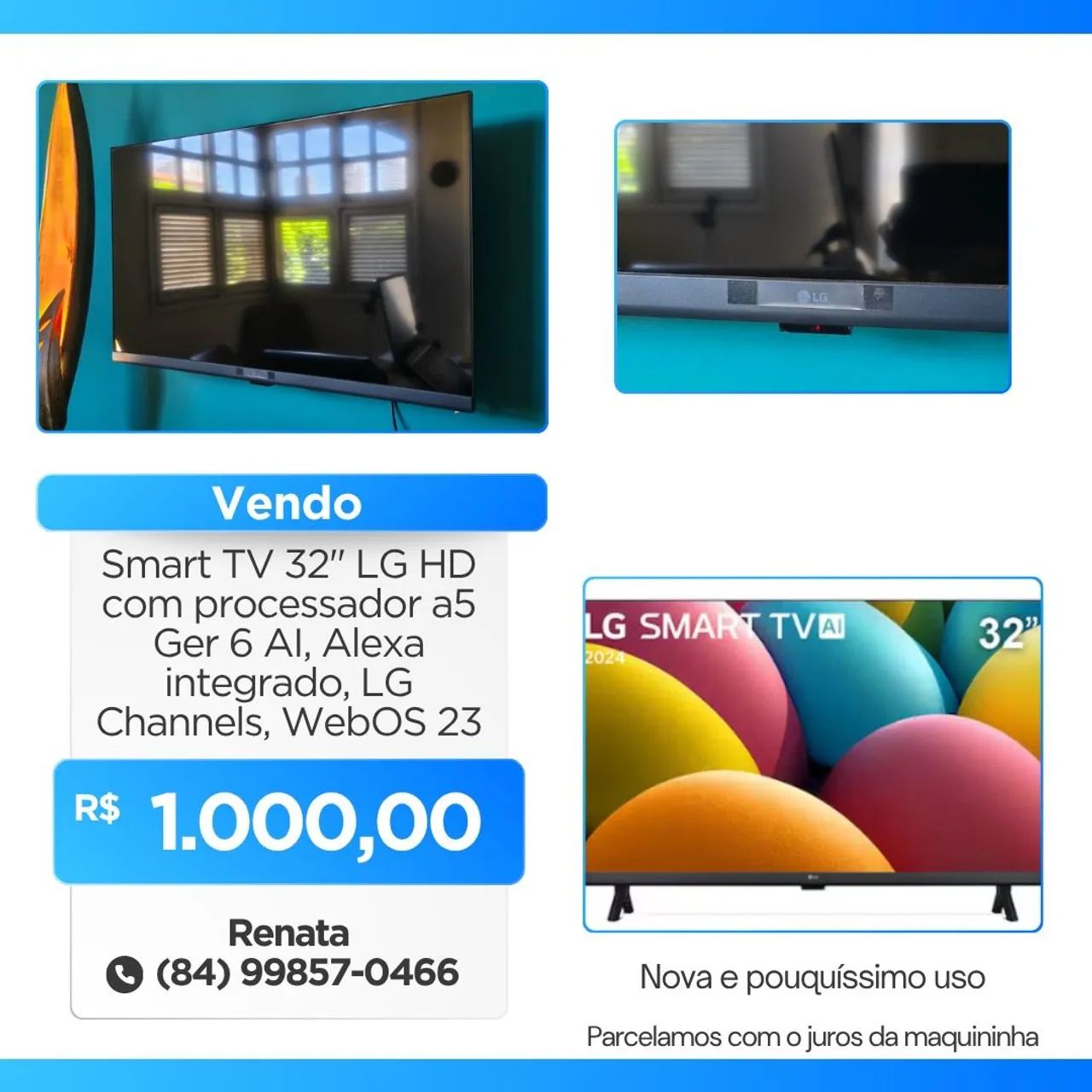 Vendo Televisão 32 ' SMART TV da marca LG  - Foto 5