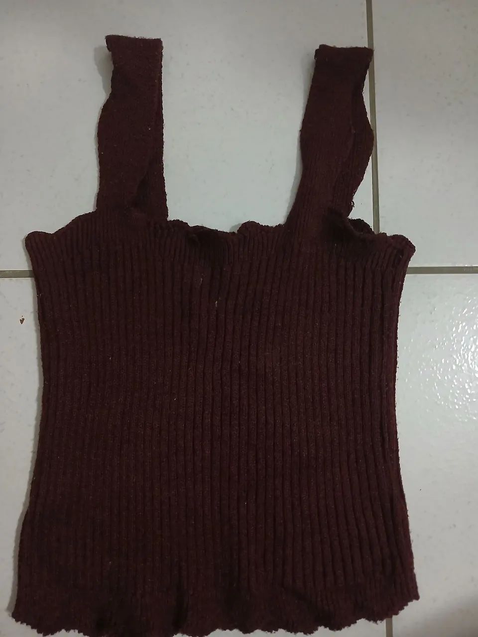 Cropped de Poliéster Vinho - Foto 2