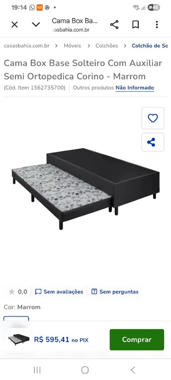 Cama Solteiro com Auxiliar