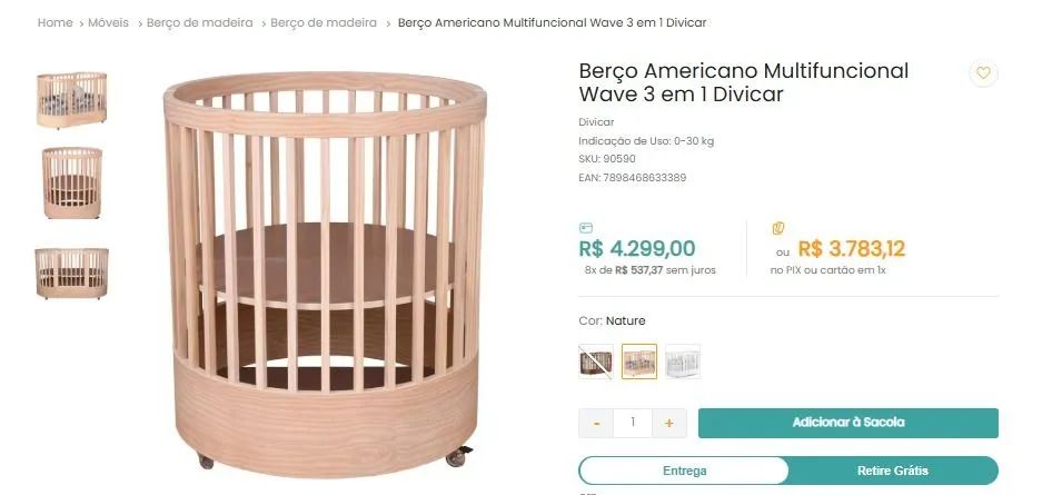 Berço Multifuncional WAVE "Alô Bebê"65566187656321124