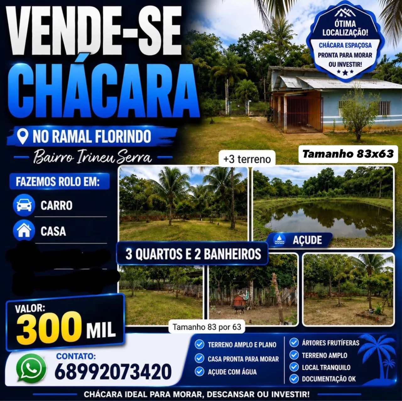 Vendo essa chácara no bairro Irineu serra 