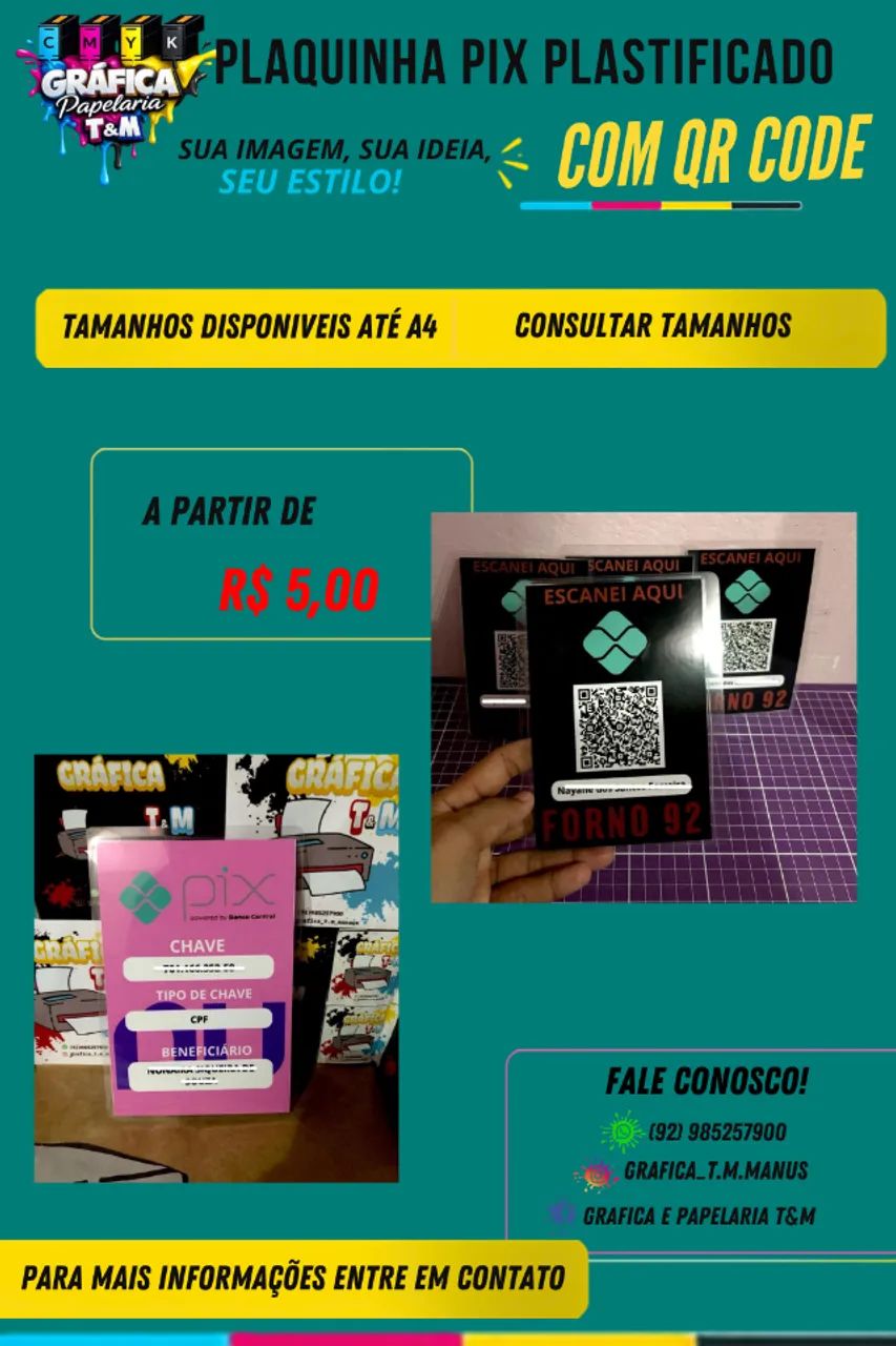 Plaquinha Pix - plaquinha Qr code  Plastificada 