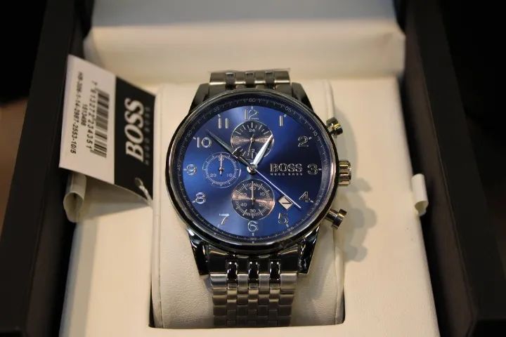 Relógio Masculino BOSS Navigator 1513498 44 mm Pulseira de Aço
