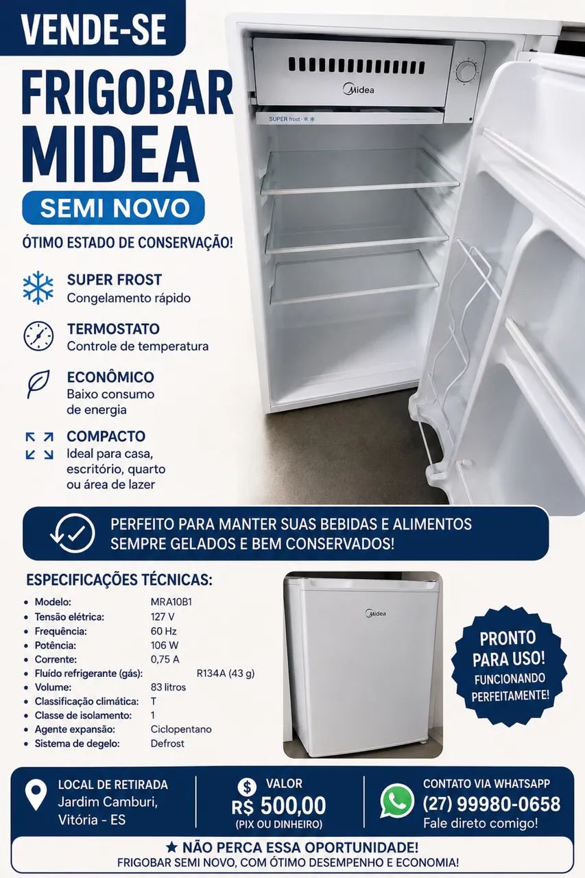Frigobar Midea Semi Novo em Perfeito Estado