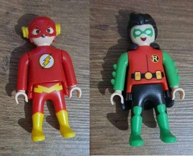 2 bonecos FLASH e ROBIN KINDER OVO COLEÇÃO DC