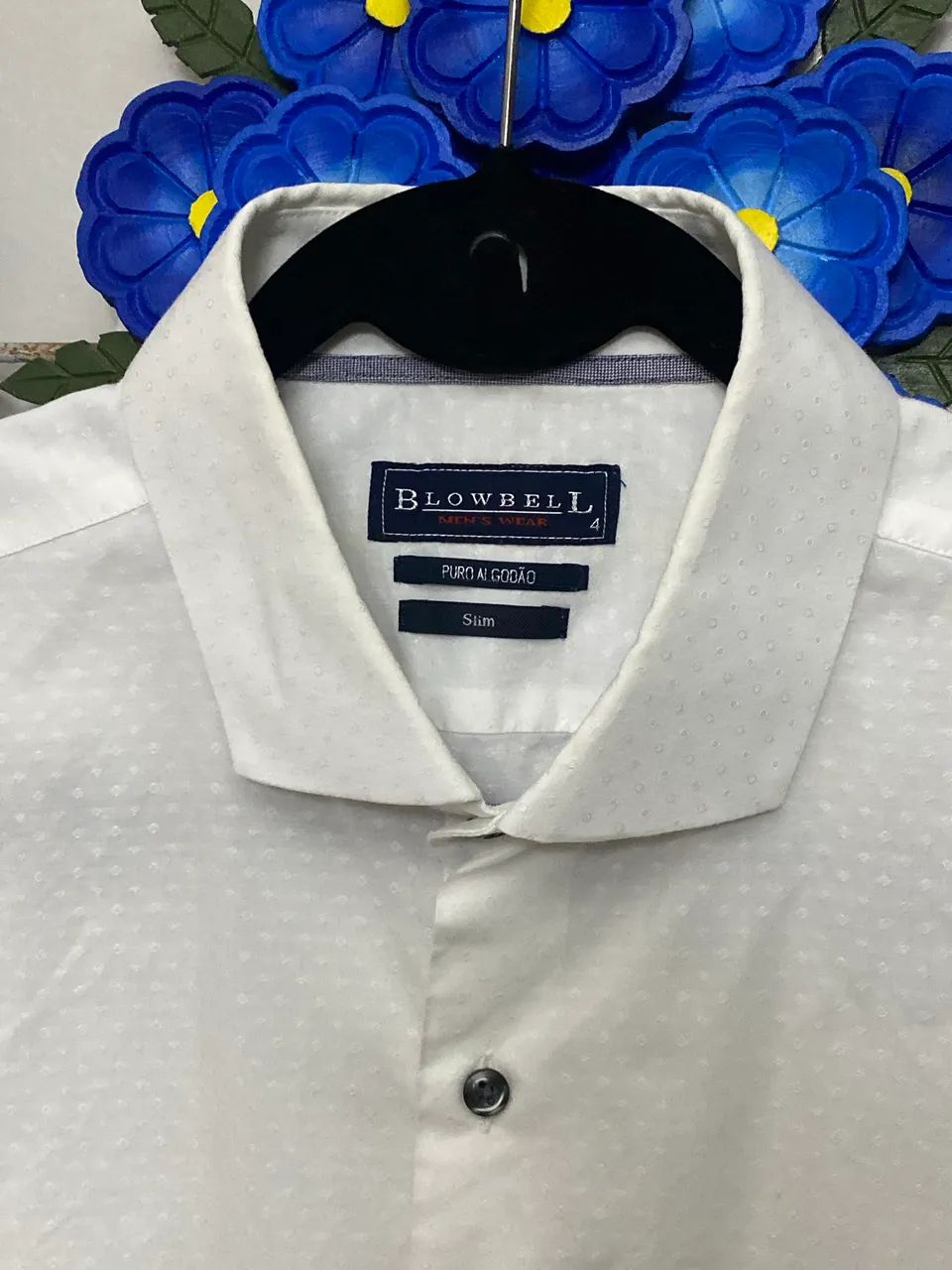 camisa blowbell slim fit branca - Foto 2