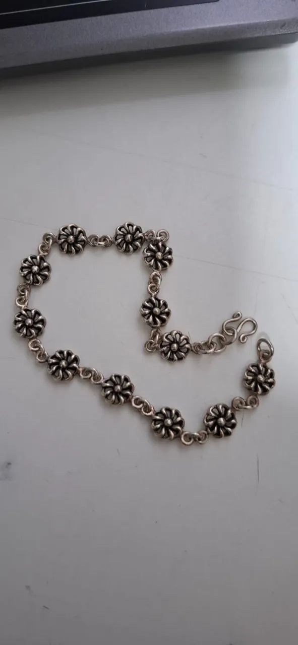 Pulseira de Prata de Lei = Rosinhas