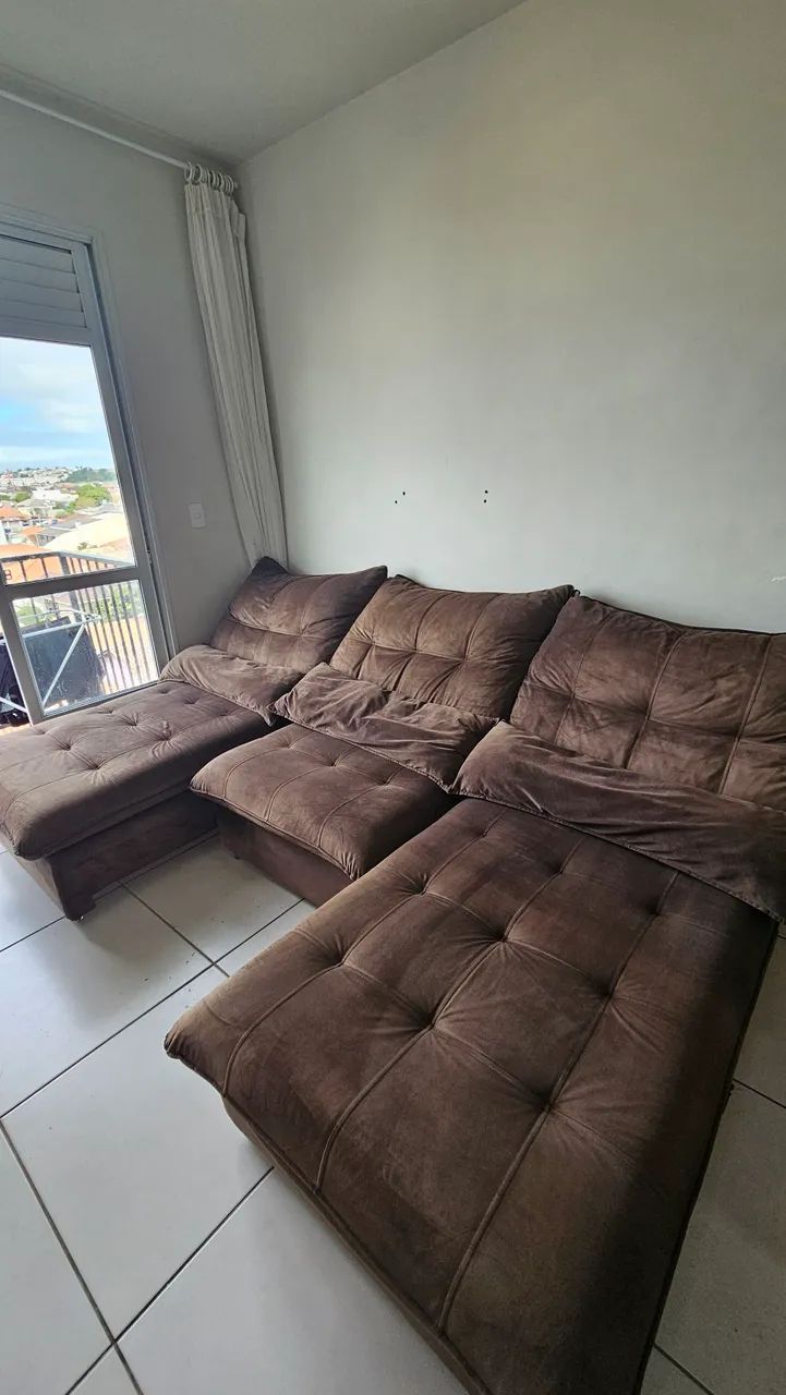 Sofá Retrátil/Reclinável  3,10m (2,70 Sem os Braços) Velut Marrom c/ Molas no Assento  - Foto 5
