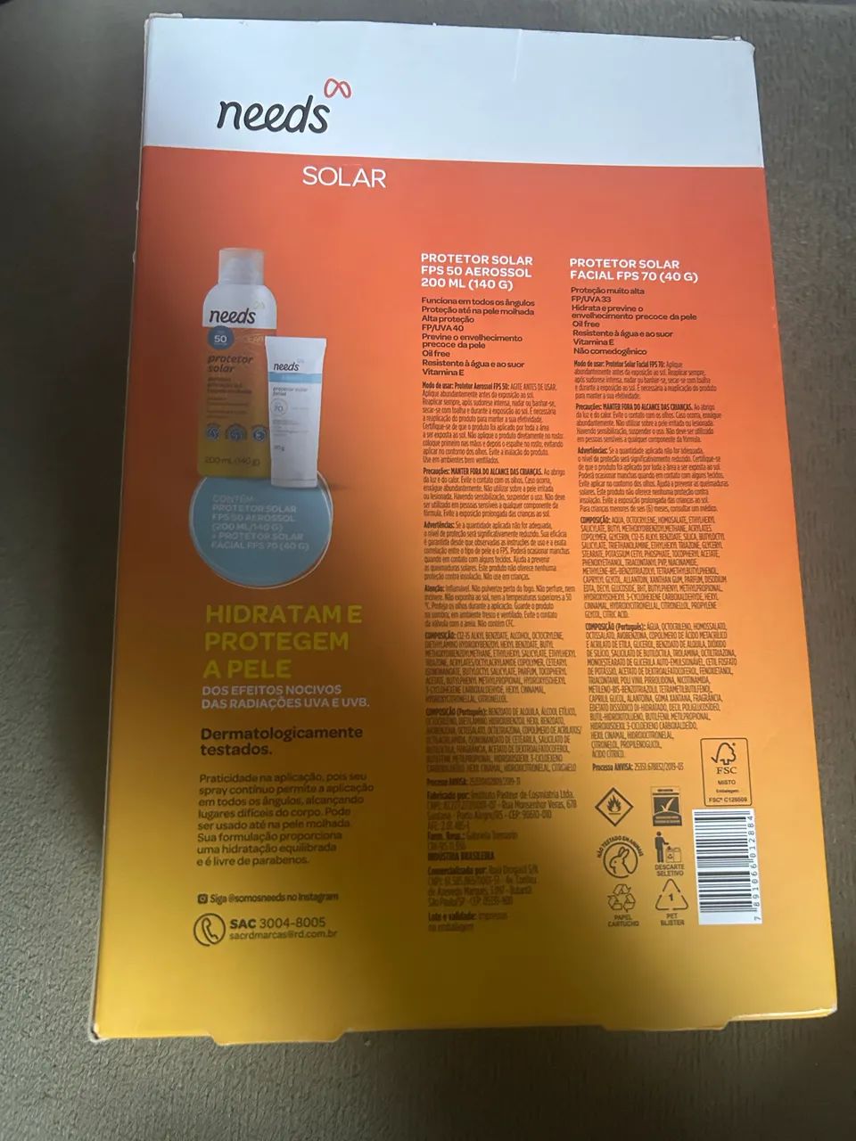 Protetor solar fator 50 corpo 70 rosto - Foto 3