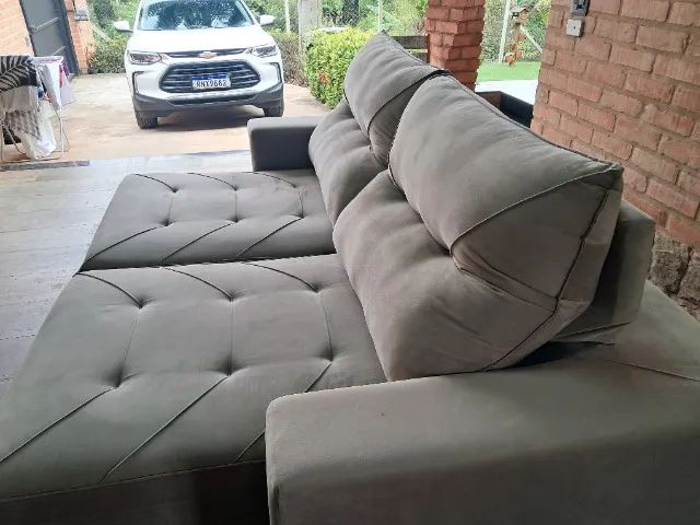 Sofa retratil 4 lugares móveis casa verde pouco usado - Foto 5