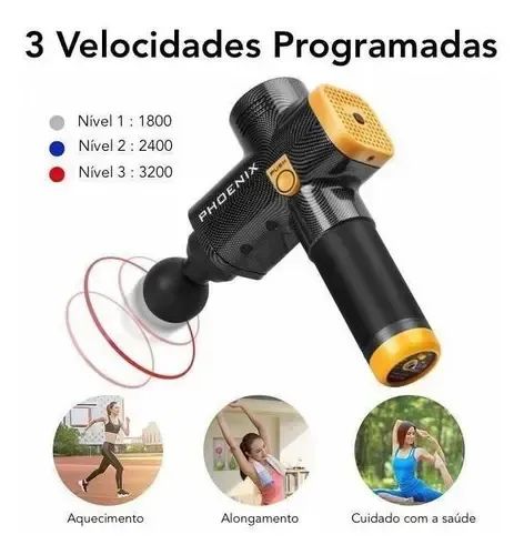 Massageador Phoenix A2 Pistola Fisioterapia Profissional