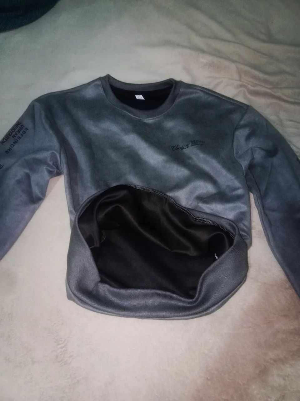 Casaco cinza tecido grosso e meio peludo - Foto 2