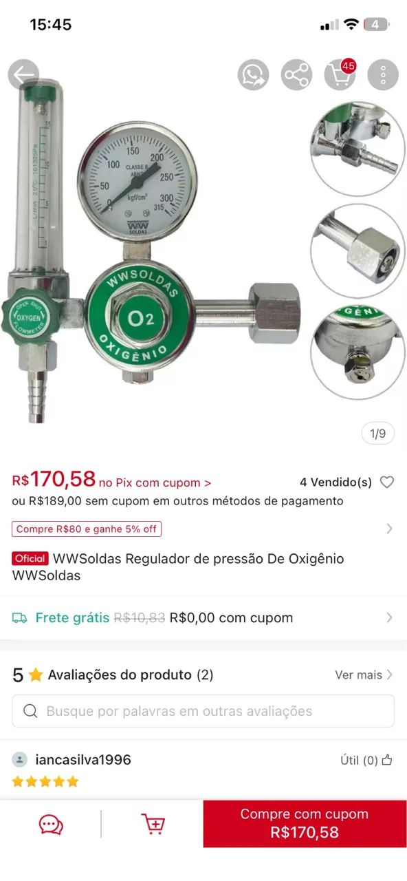 Controlador de pressão oxigênio  - Foto 5