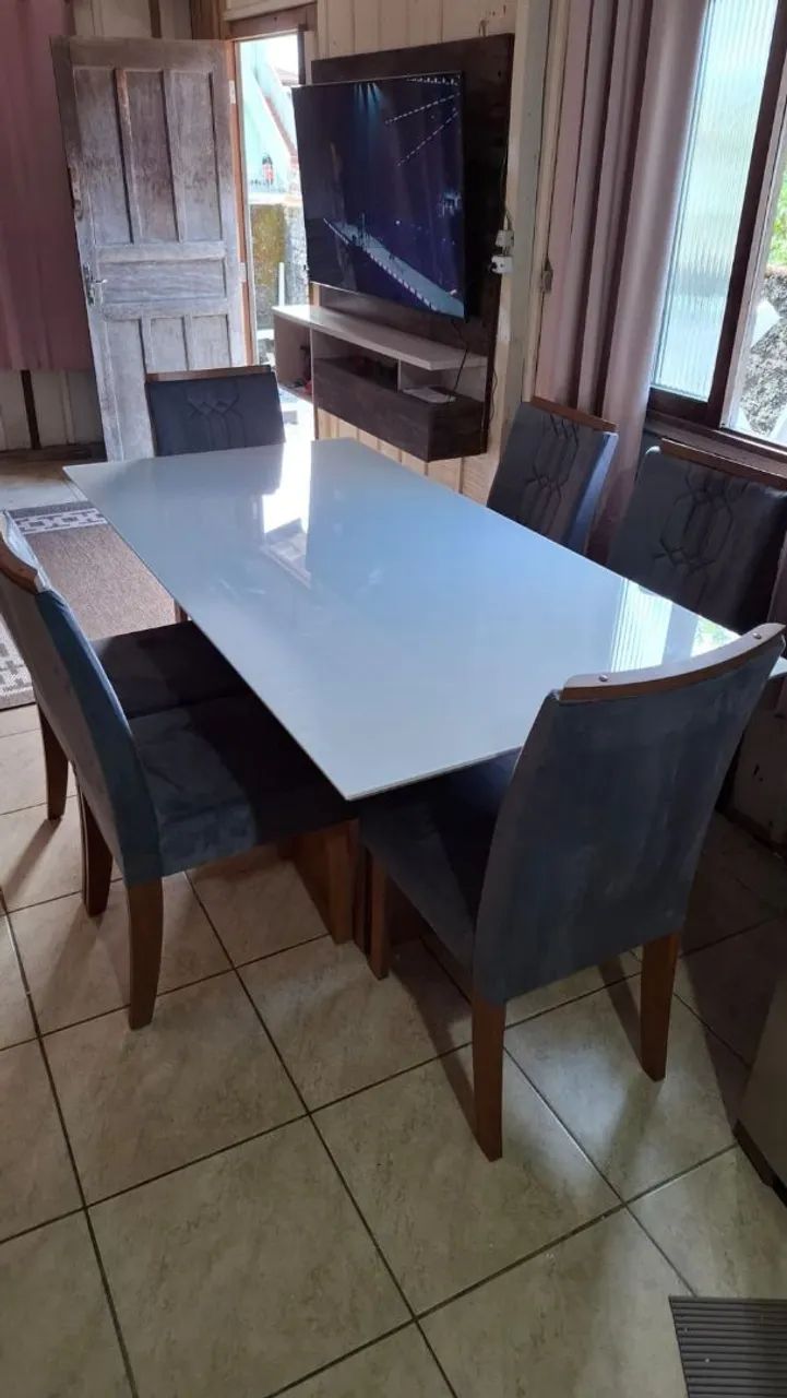 Mesa de vidro 6 cadeiras  - Foto 2