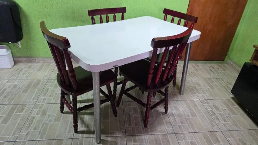 Mesa com 4 Cadeiras Maciça Rústica - Foto 2