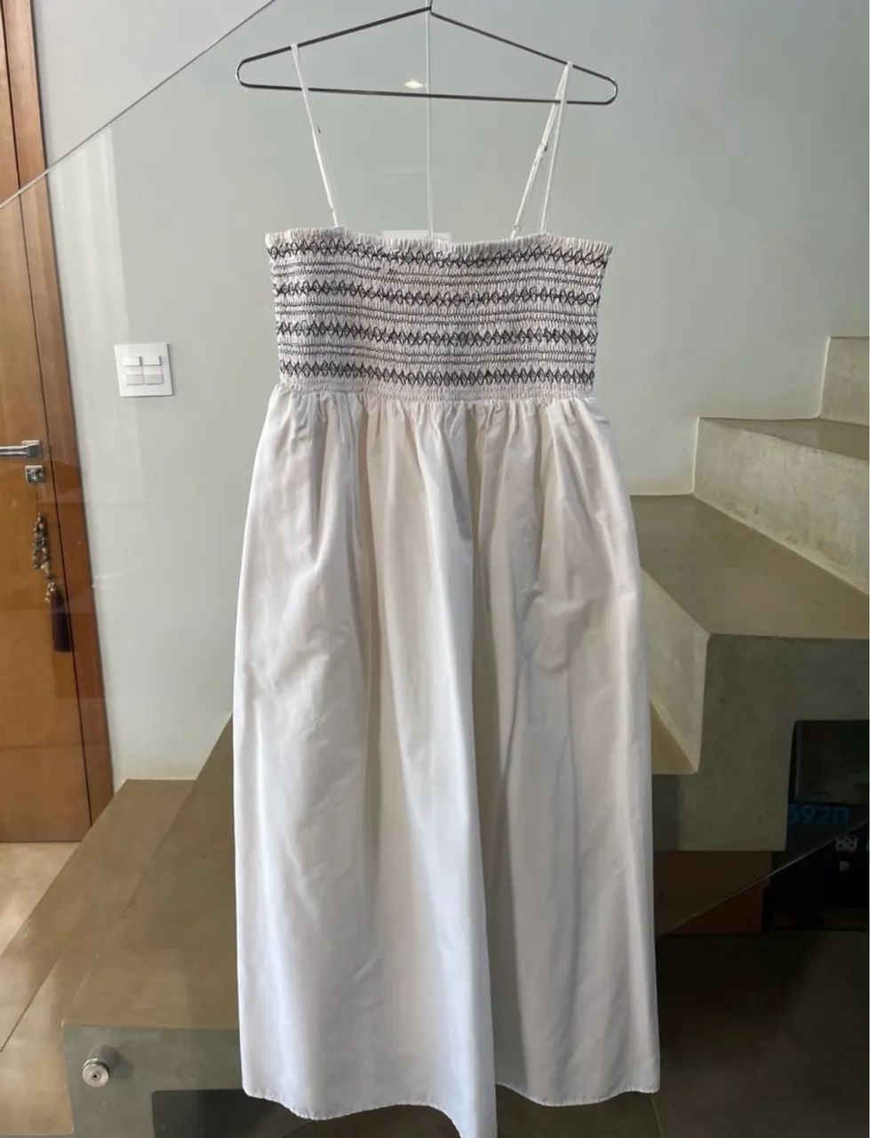 Vestido Longo Branco e Azul - Zara
