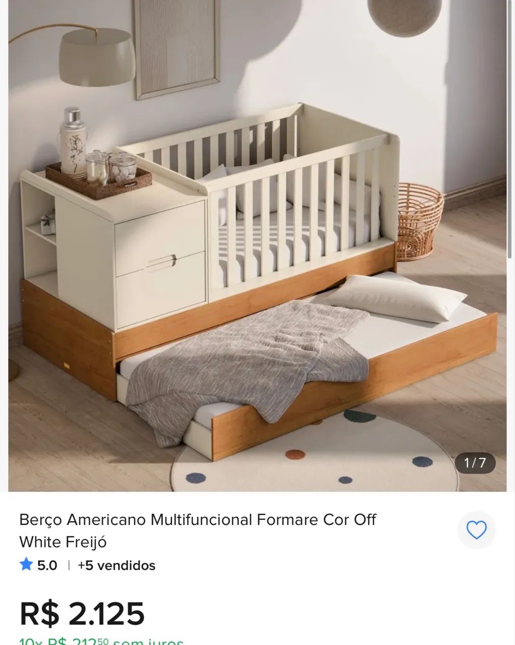Berço americano Formare Branco Freijó  - Foto 3
