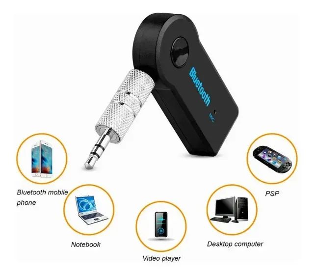 Adaptador Receptor Bluetooth Usb Musica P2 Chamada Som Carro Cor Preto