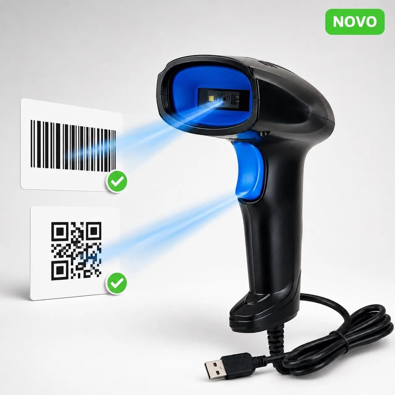Leitor de Código de Barras 1D e QR Code USB Exbom