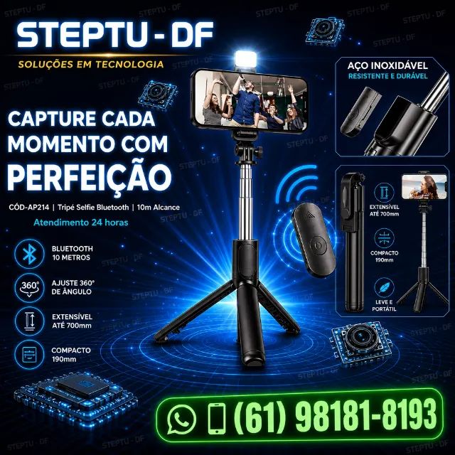 Tripé sem fio para selfie com Bluetooth, extensível , transmissões ao vivo  COD-AP214 