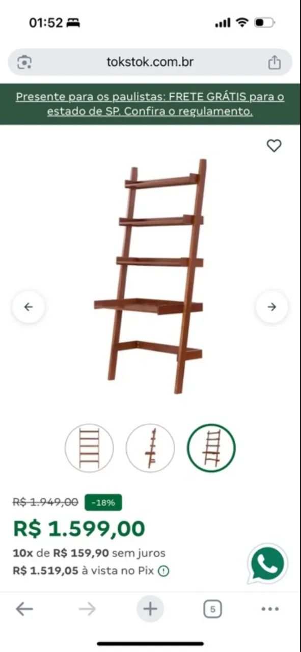 vendo escrivaninha prateleiras tok&stok - Foto 4