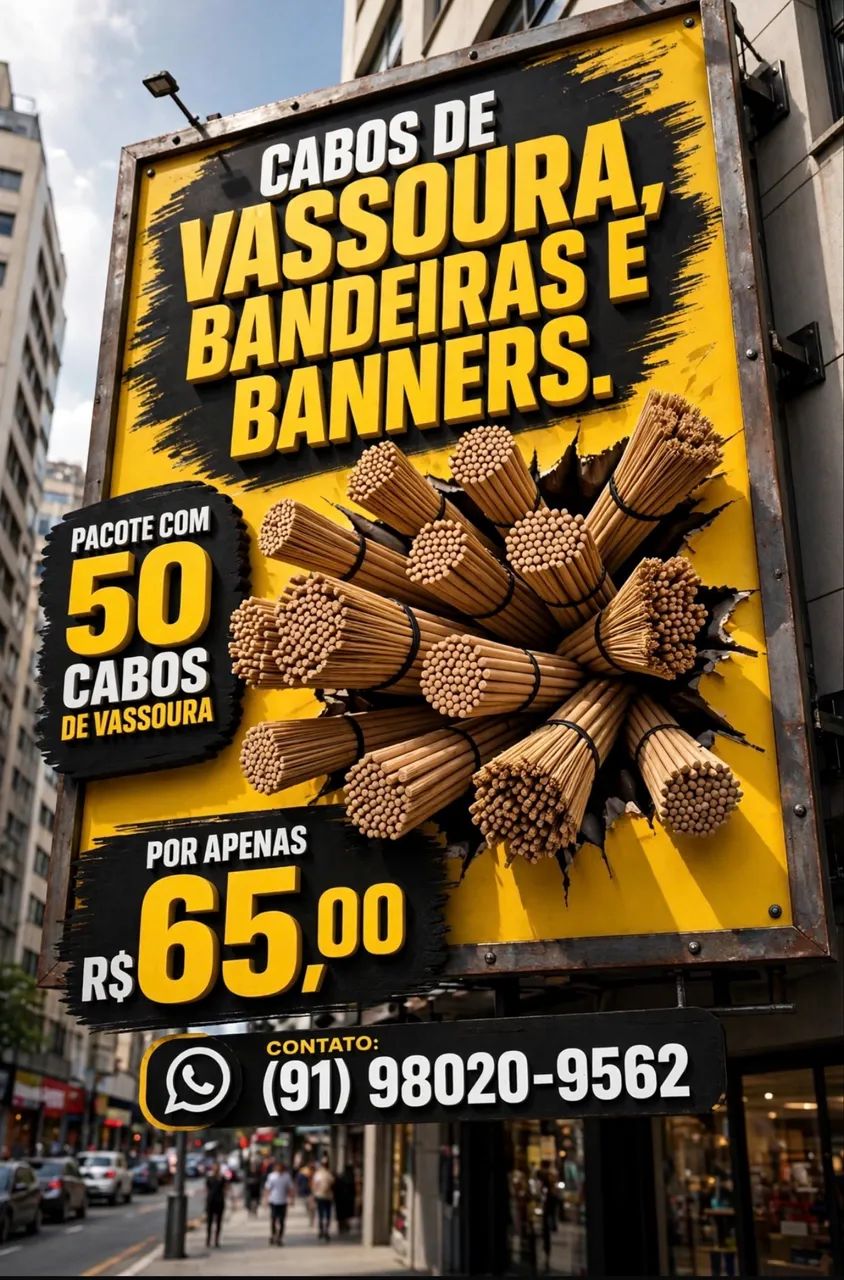 Cabos de vassoura Para bandeira e banner  - Foto 2