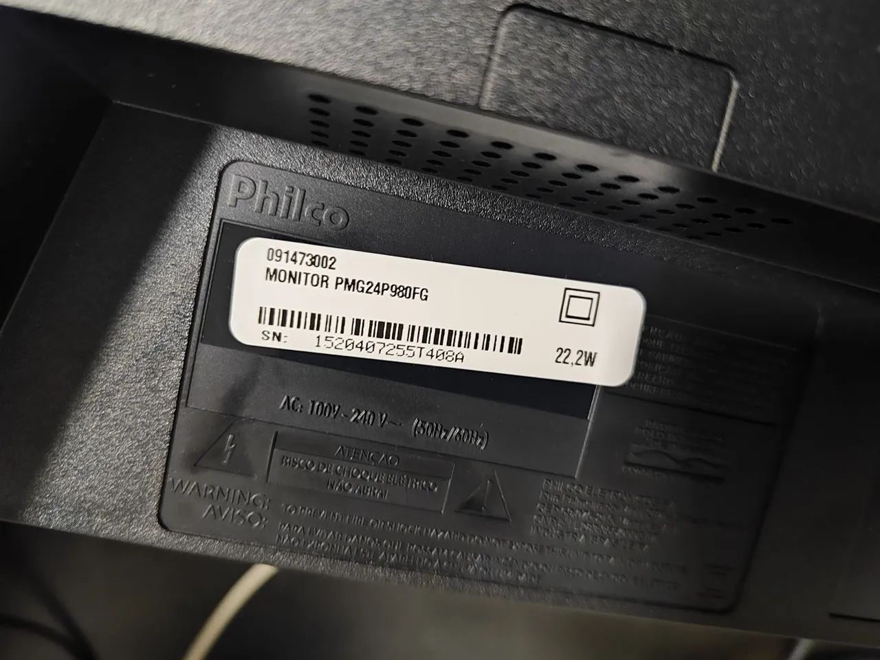 Monitor gamer 24 polegadas 1 ms 165 hz Philco, com defeito, tela preta - Foto 4