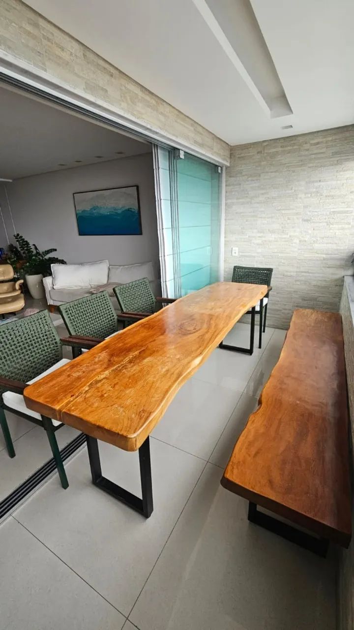 Mesa de varanda retangular em madeira maciça  - Foto 5