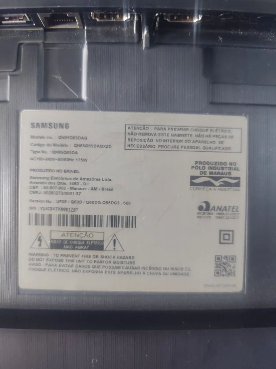 Tv Samsung 65 tela quebrada 