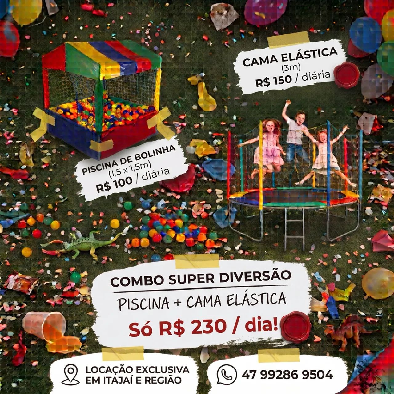 Alugo cama elástica e piscina de bolinha