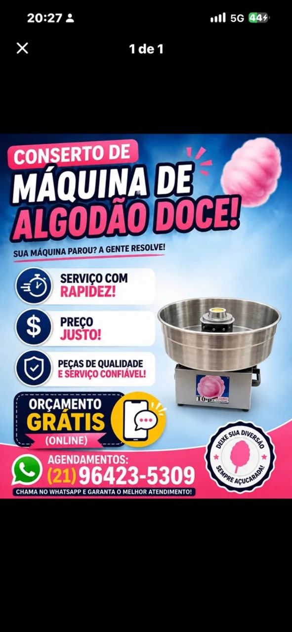 Conserta-se máquina de algodão doce 