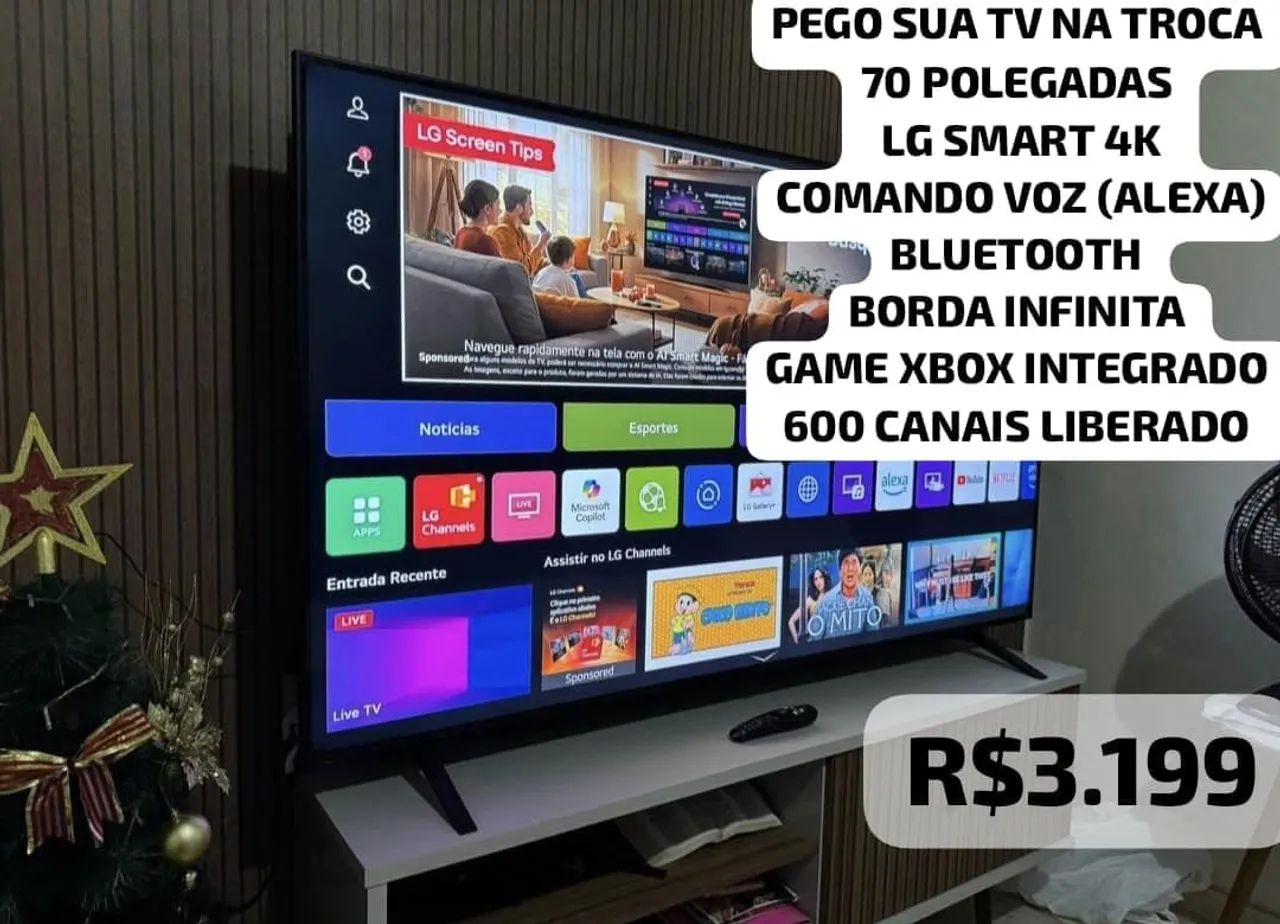 PEGO SUA TELEVISÃO NA TROCA, TV 70 POLEGADAS LG 4K COMANDO VOZ ALEXA GAME XBOX INTEGRADO 