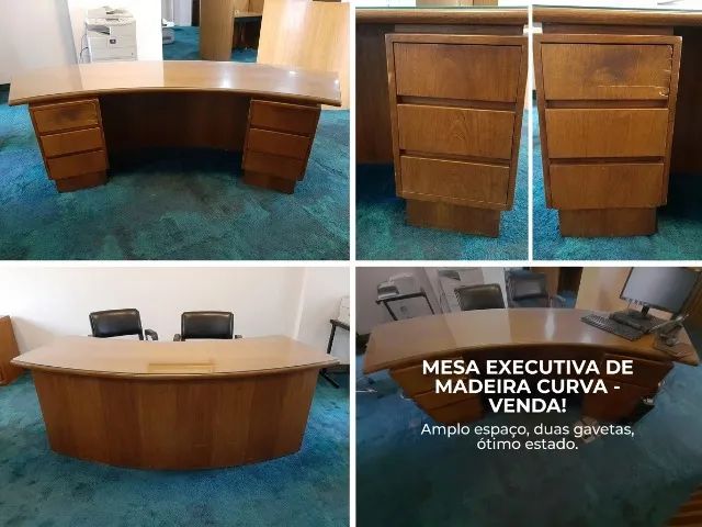 Mesa com 2 Gaveteiros com estampa de vidro