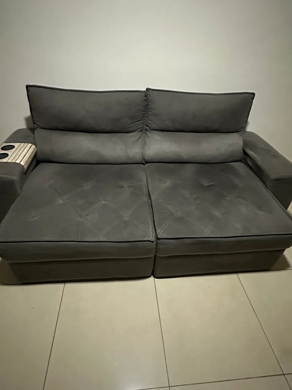 Sofá Retrátil Cinza 4 Lugares - Foto 3