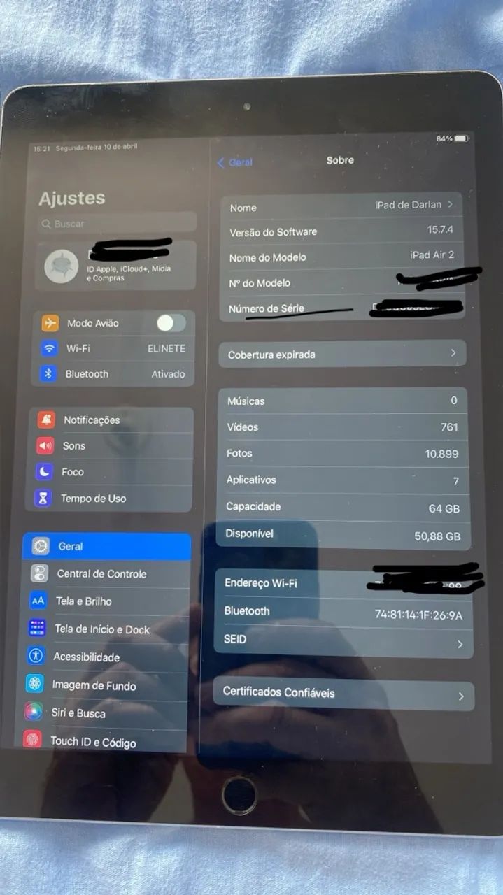 Vendo iPad Air semi novo 