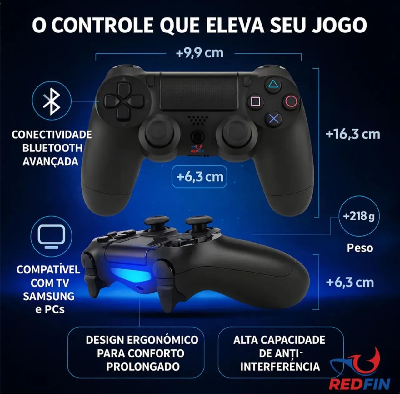 Controle sem fio PS4 - NOVO - Foto 5
