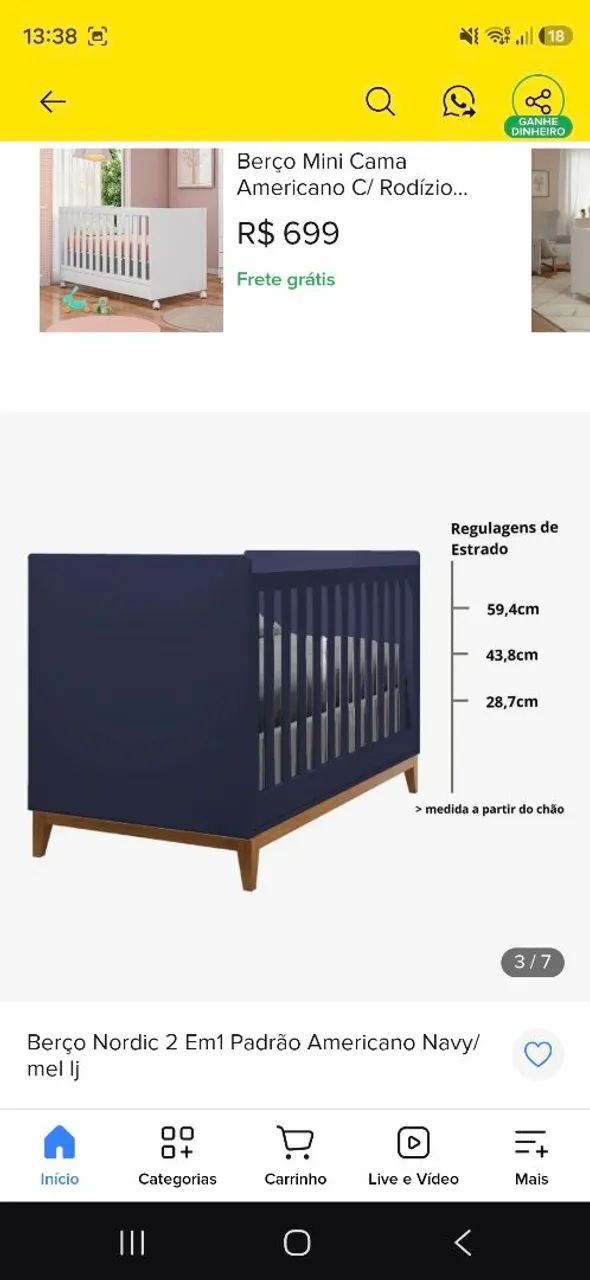 Berço nordic navy vira cama - Foto 2