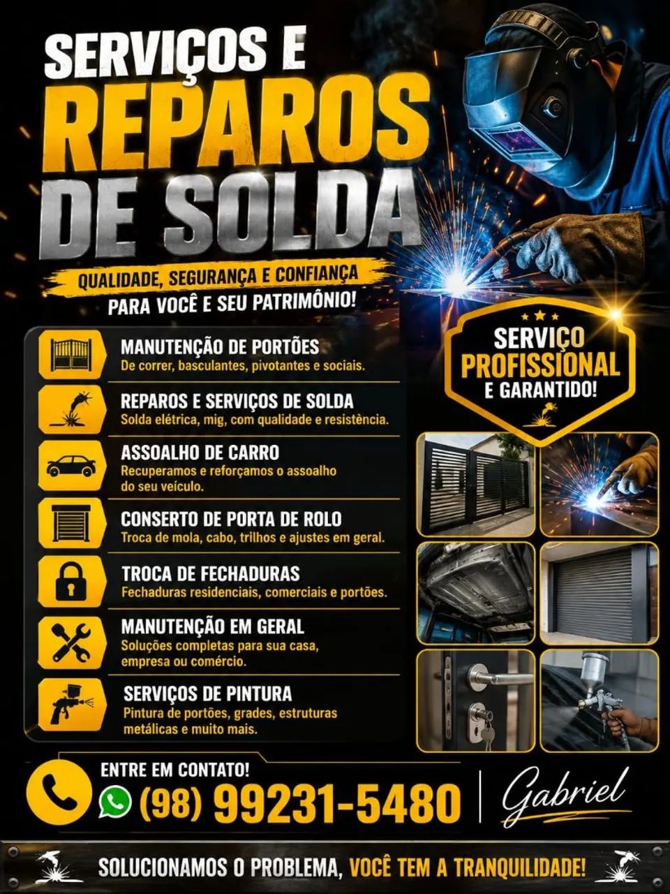 Serviços e manutenção em soldar 