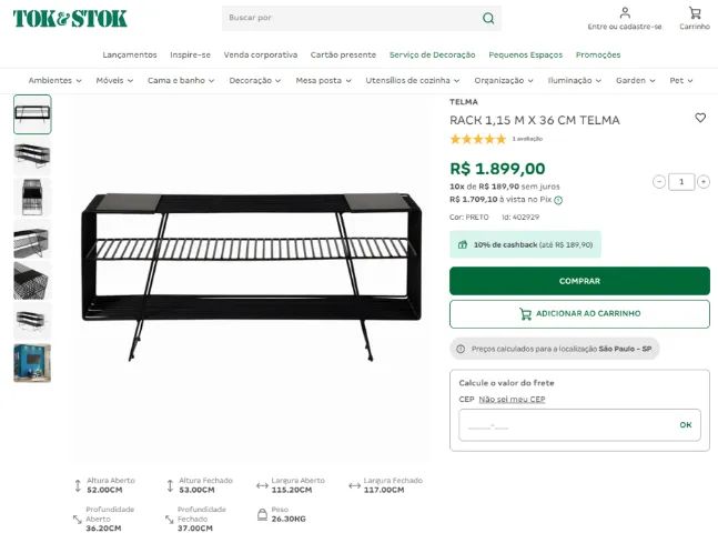 Rack Telma original Tok&Stok - Foto 2