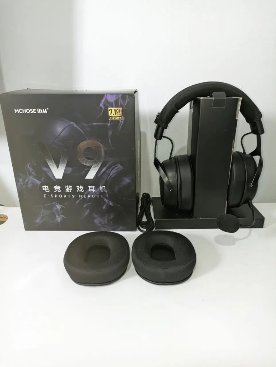 Headset Gamer MCHOSE V9 Pro + Almofadas de Tecido 