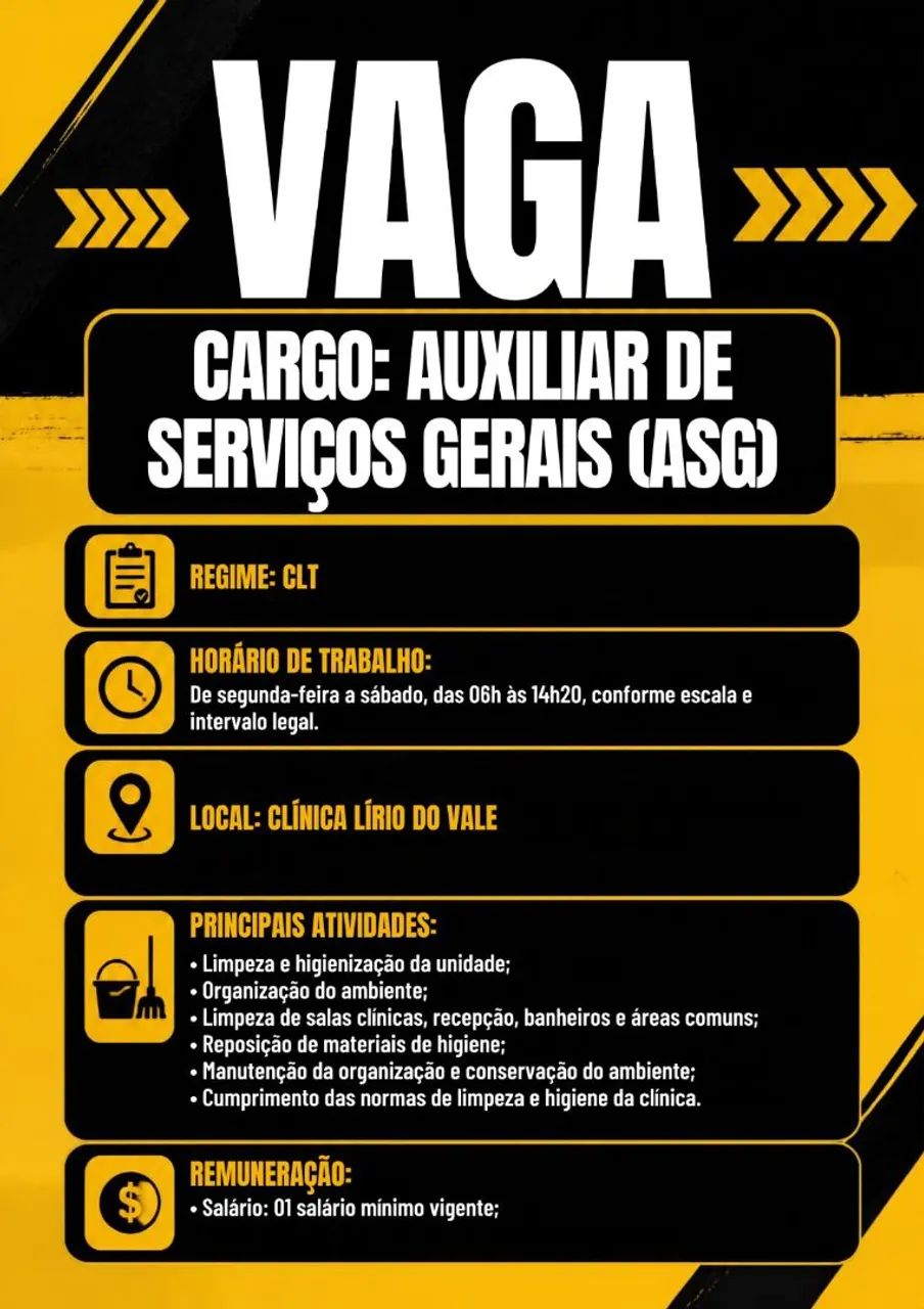 PROPOSTA DE EMPREGO - SERVIÇOS GERAIS