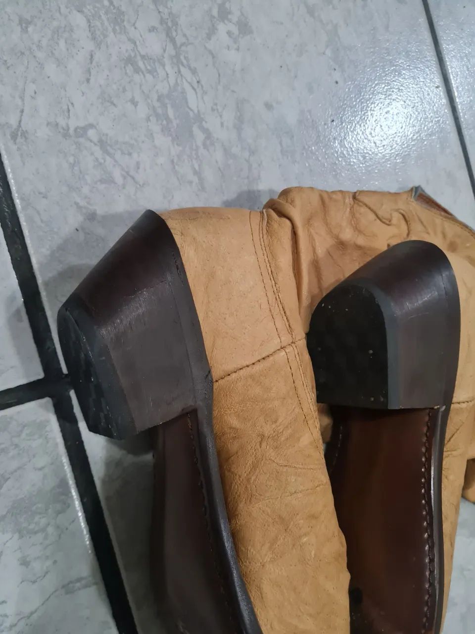Bota de couro amarelada legítima - comprada nos EUA - 2005 - Foto 2
