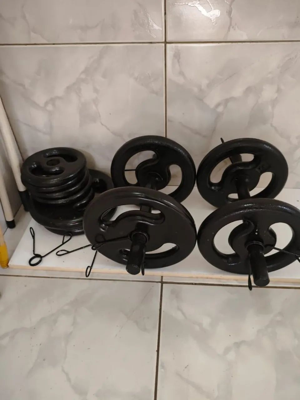 Kit Halteres com Barras e Anilhas - Foto 4