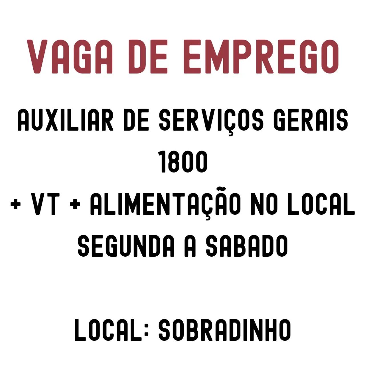Vaga auxiliar de serviços gerais