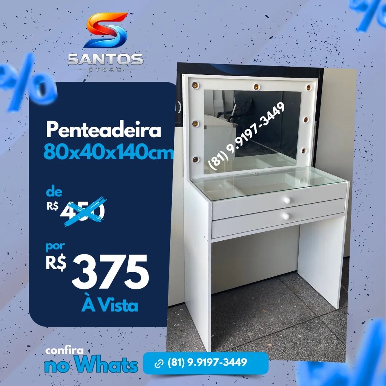 Penteadeira Com 2 Gavetas e Iluminação  - Foto 3